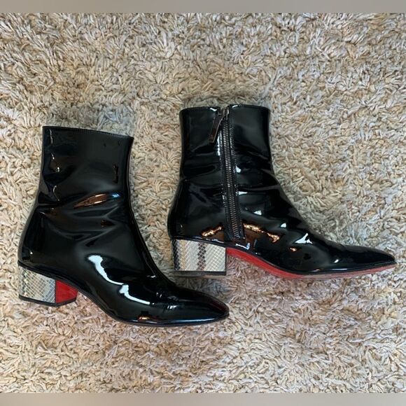 Christian Louboutin Palace black patent leather ankle boots Size 35.5 - Picture 4 of 11